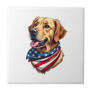 Azulejo Camiseta Vintage Cabeza de Golden Retriever Patrió