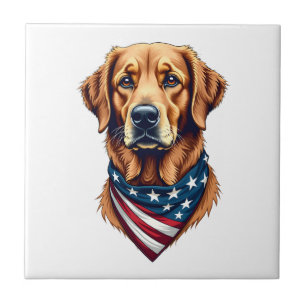 Azulejo Camiseta vintage con bandana de Golden Retriever p