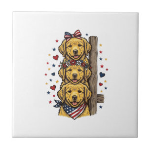 Azulejo Camiseta Vintage de Cachorros Golden Retriever Pat