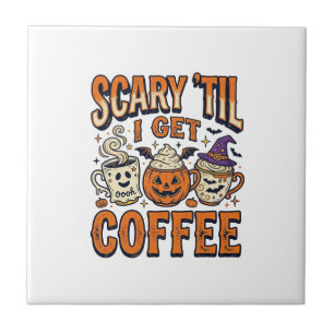 Azulejo Camiseta Vintage de Café de Halloween Espantoso Ha