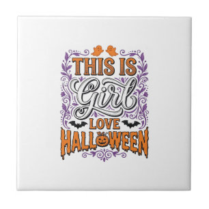 Azulejo Camiseta Vintage de Halloween de Niña Amorosa y Es