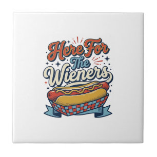 Azulejo Camiseta Vintage de Hot Dog Aquí por los Wieners_1