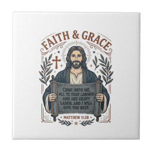 Azulejo Camiseta Vintage de Punto de Cruz de Jesús Gráfica