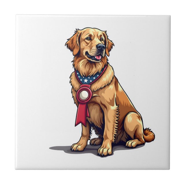 Azulejo Camiseta Vintage del orgulloso Retriever Dorado Am (Frente)