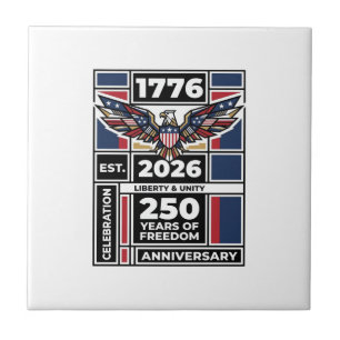 Azulejo Camiseta Vintage Eagle 1776 2026 Tipografía Patrió