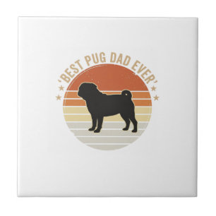 Azulejo Camiseta Vintage Mejor Papá Pug Siempre Amante de