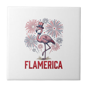 Azulejo Camiseta vintage patriótica de flamenco Flamerica_