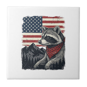 Azulejo Camiseta vintage patriótica de la bandera de la mo