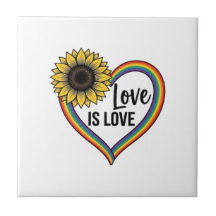 Azulejo Camiseta Vintage Vector Corazón de Girasol Amor Es
