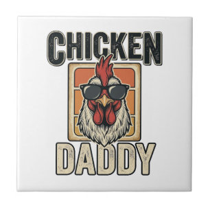 Azulejo Camiseta Vintage Vector de Gallo Divertido Papá Po