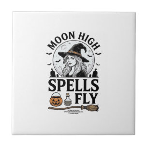 Azulejo Camiseta Witch Moon Vintage Engraving Halloween Te