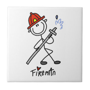 Azulejo Camisetas y regalos básicos de bomberos con figura