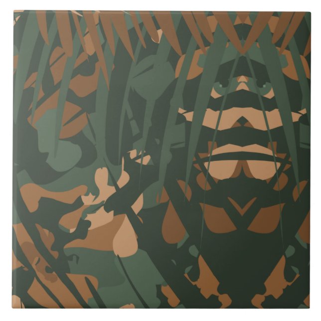 Azulejo Camo de patrón de jungla - Textura de la naturalez (Frente)