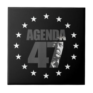 Azulejo Campaña de Re-Elección Patriótica Agenda 47 Trump