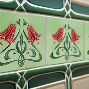 Azulejo Campana Roja Decor Art Nouveau Art Deco