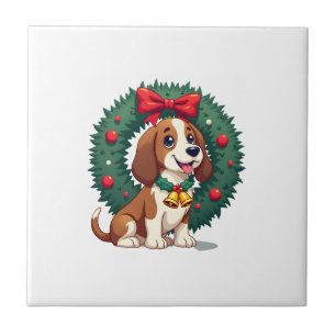 Azulejo Campanas de Navidad de Basset Hound