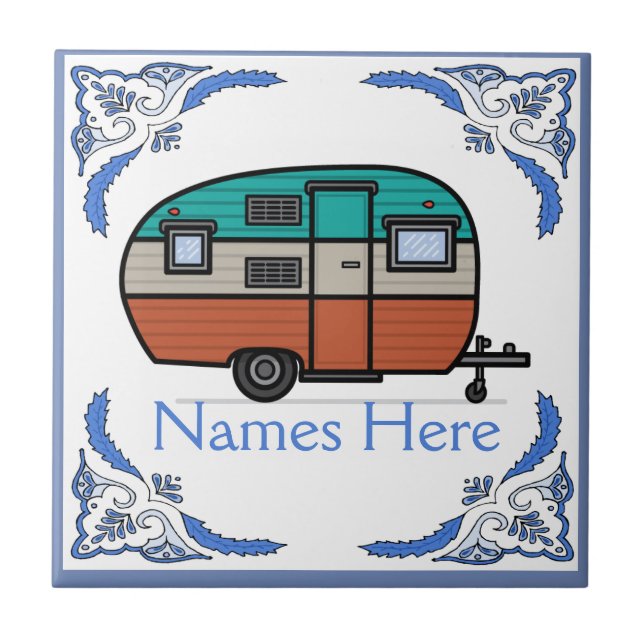 Azulejo Camper,Añadir mosaico de texto, aspecto holandés,  (Frente)