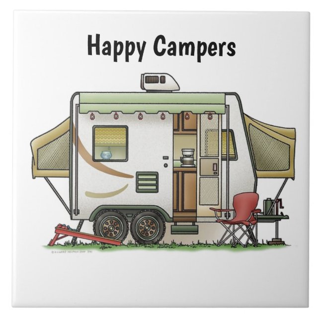 Azulejo Camper Trailer feliz (Frente)