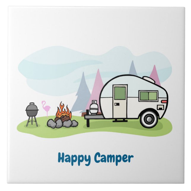 Azulejo Camper Trailer feliz (Frente)