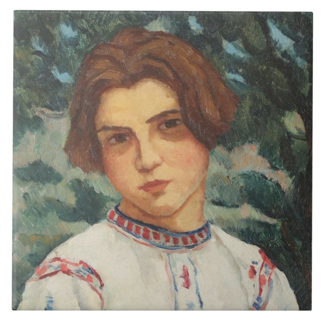 Azulejo Campesina rumana (por Stefan Dimitrescu) (Frente)