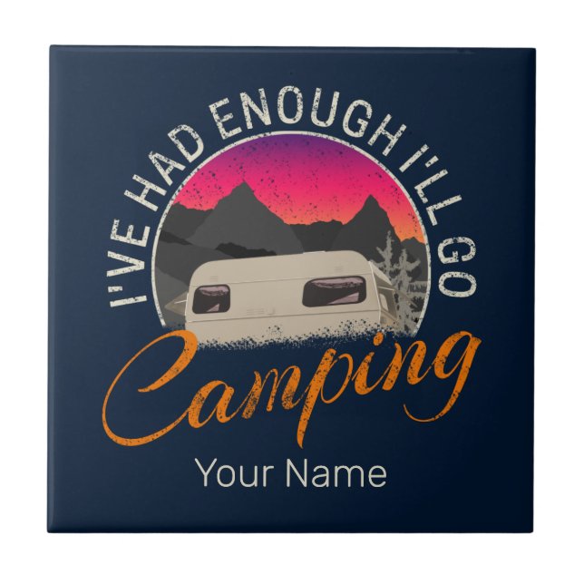 Azulejo Camping O Motohome Vintage Design Para Vacaciones (Frente)