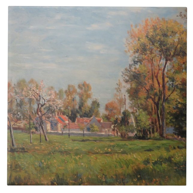 Azulejo Campo alrededor de Lagny, Francia (Paisaje Rural) (Frente)