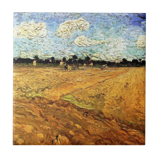 Azulejo Campo Arado (los Surcos) de Vincent van Gogh (Frente)