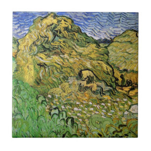 Azulejo Campo con montones de trigo de Vincent van Gogh