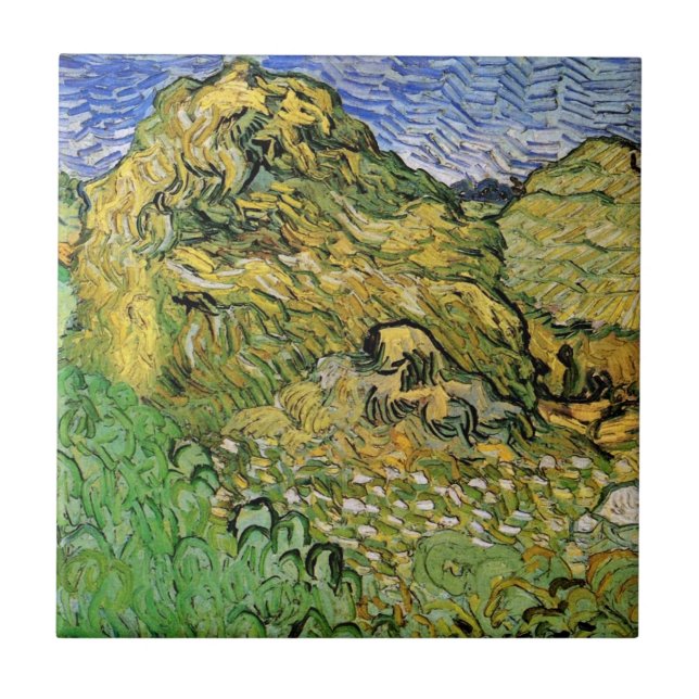 Azulejo Campo con montones de trigo de Vincent van Gogh (Frente)