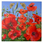 Azulejo Campo de adormidera colorida<br><div class="desc">Un campo de adorables amapolas rojas,  una hermosa caja de regalo para alguien especial,  o por qué no tratarte a ti mismo!</div>