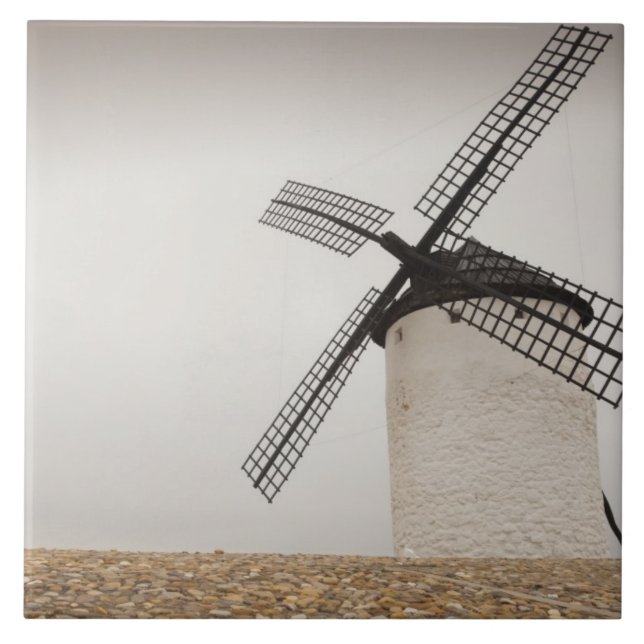 Azulejo Campo de Criptana, molinos de viento antiguos de L (Frente)