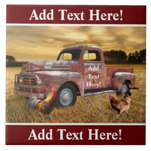 Azulejo Campo de cultivo Hen de gallo rojo antiguo Sunset