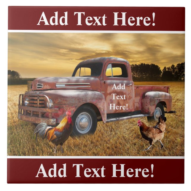 Azulejo Campo de cultivo Hen de gallo rojo antiguo Sunset (Frente)