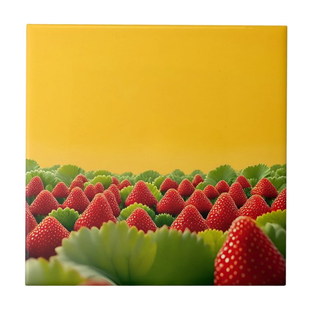 Azulejo Campo de Fresas Rojo Vibrante (Frente)