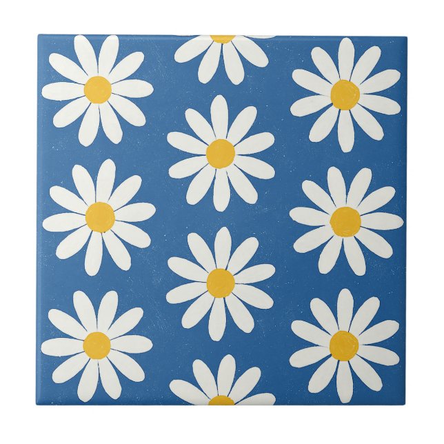 Azulejo Campo de margaritas en azul (Frente)