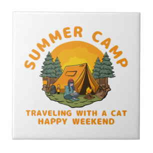 Azulejo Campo de verano viajando con un gato