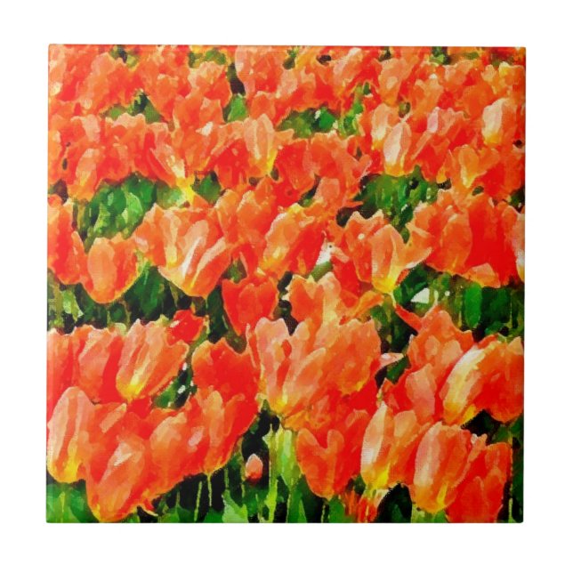 Azulejo campo naranja de tulipanes (Frente)