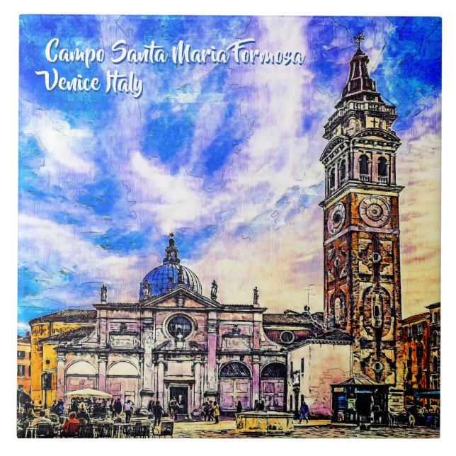 Azulejo Campo Santa Maria Formosa Venecia Italia Cerámica (Frente)
