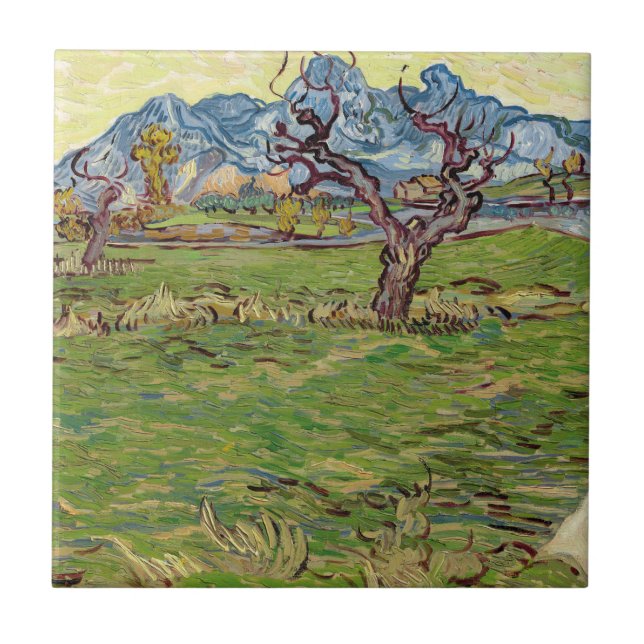 Azulejo Campos cerca de los Alpilles Vincent van Gogh (Frente)