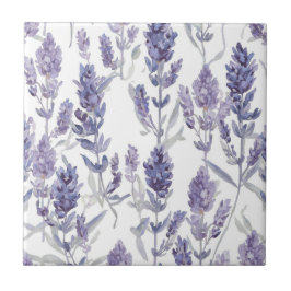 Azulejo Campos de lavanda | Patrón de flores de acuarela p