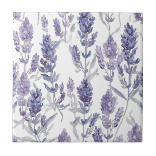 Azulejo Campos de lavanda   Patrón de flores de acuarela p