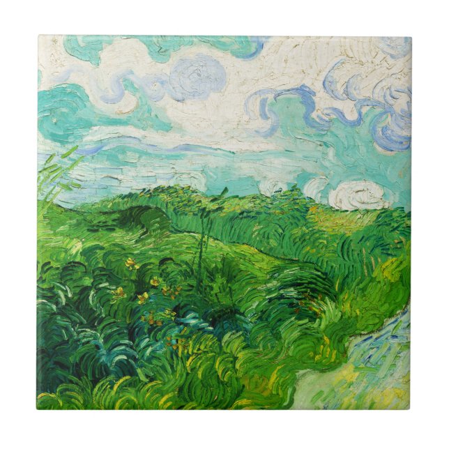 Azulejo Campos de trigo verde Vicente Van Gogh (Frente)