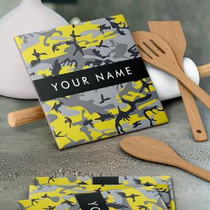 Azulejo Camuflaje Amarillo y Gris Personaliza tu nombre