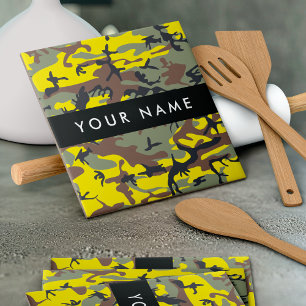 Azulejo Camuflaje Amarillo y Marrón Personaliza tu nombre