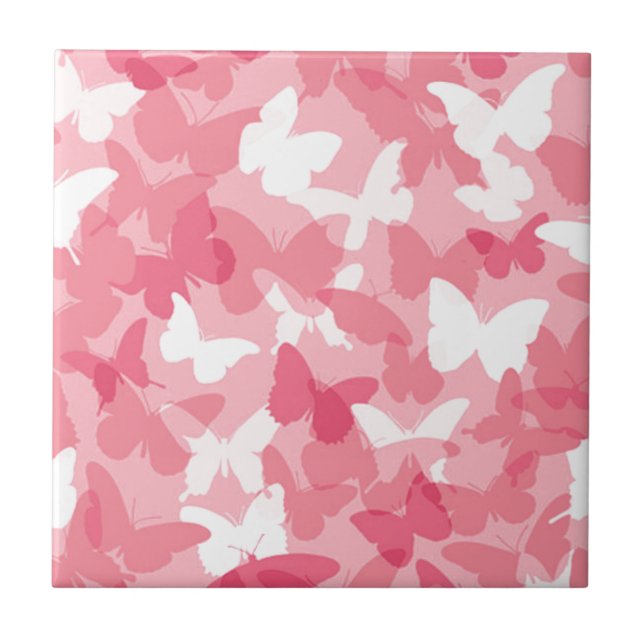 Azulejo Camuflaje de mariposa rosa (Frente)