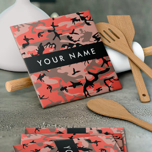Azulejo Camuflaje Rojo y Marrón Personaliza tu nombre