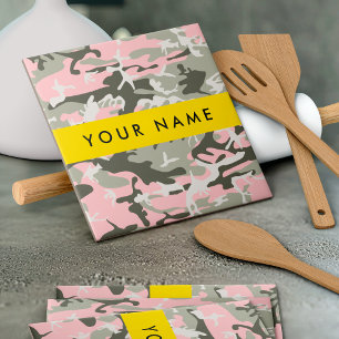 Azulejo Camuflaje rosa y verde Personaliza tu nombre