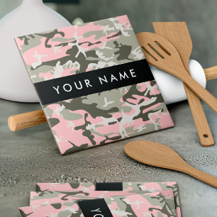 Azulejo Camuflaje rosa y verde Tu nombre Personaliza