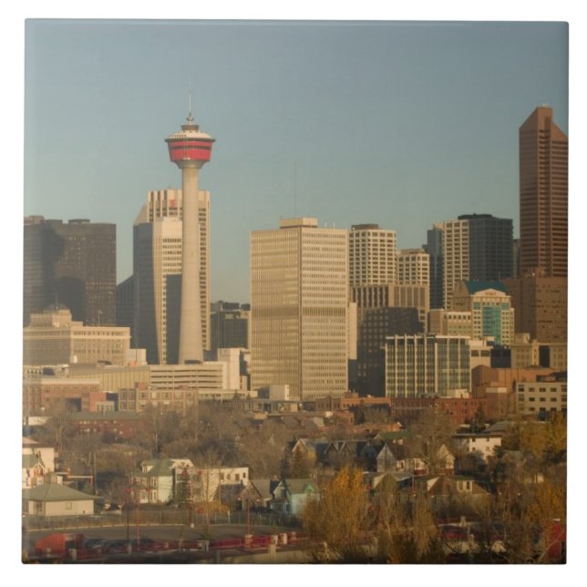 Azulejo Canadá, Alberta, Calgary: horizonte de la ciudad d (Frente)