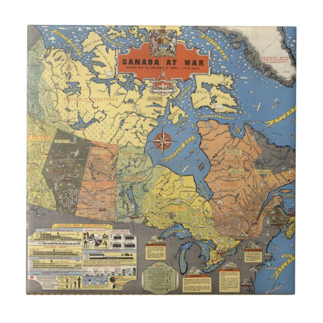 Azulejo Canadá en la guerra (Frente)